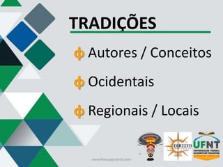TRADIÇÕES
φ Autores / Conceitos
φ Ocidentais
φ Regionais / Locais
www.flow.page/prof.zanin
 