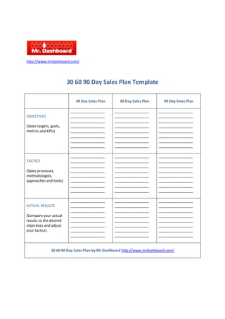 30 60 90 Day Sales Plan Template pdf 30 60 90 Day Sales Plan Template pdf