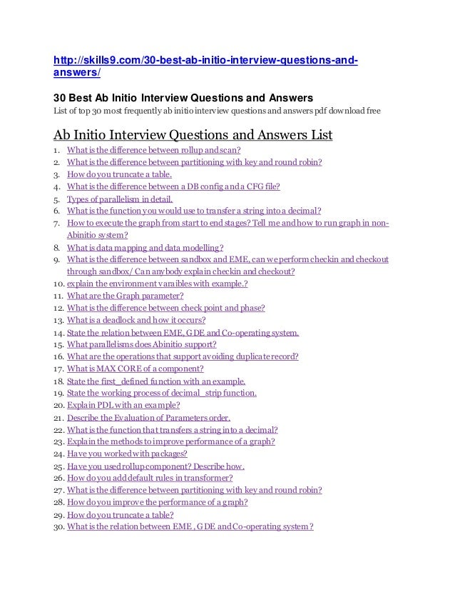 30 Best Ab Initio Interview Questions and Answers