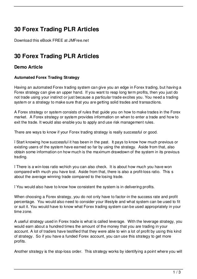 Articles on forex market