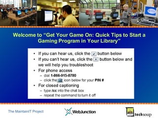 Welcome to “Get Your Game On: Quick Tips to Start a Gaming Program in Your Library” 