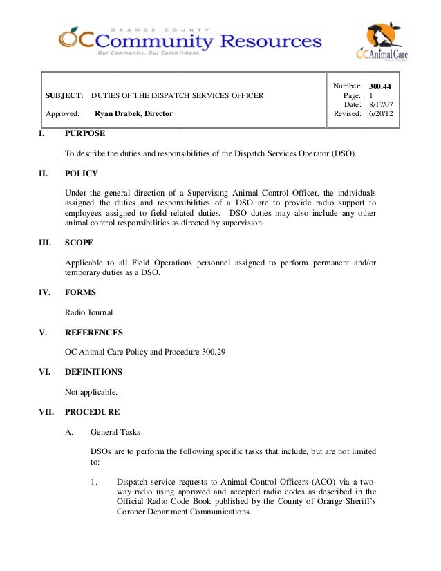 duties of a dispatcher