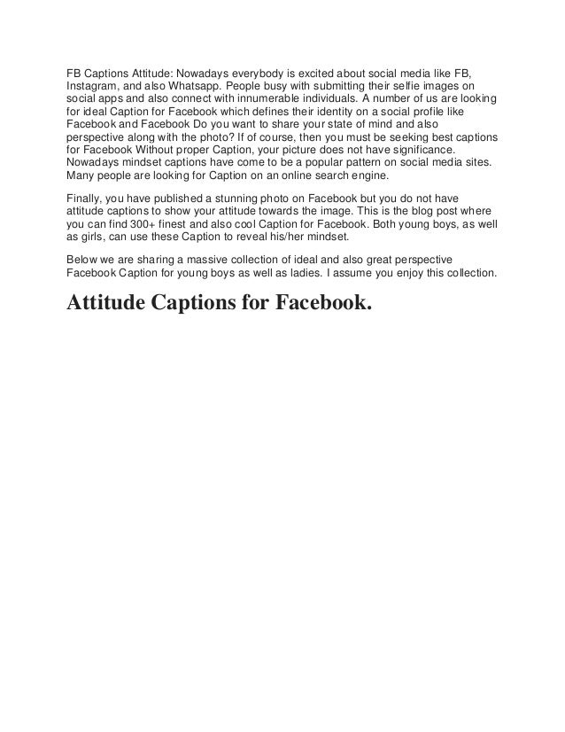 300 Best Cool Fb Captions Attitude 300 Best Cool Fb Captions Attitude