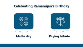 Celebrating Ramanujan's Birthday
Maths day Paying tribute
 