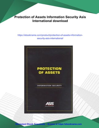 Protection of Assets Information Security Asis International | PDF