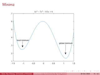 Minima
Soon Yau Cheong (University of Bristol) EENGM0014 Mathematics for Signal Processing and Communications28 Oct 2016 9 / 12
 