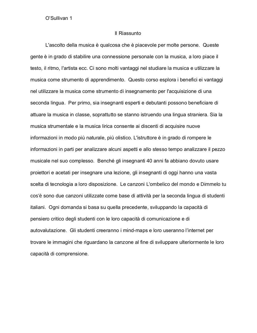 final dissertation in italiano