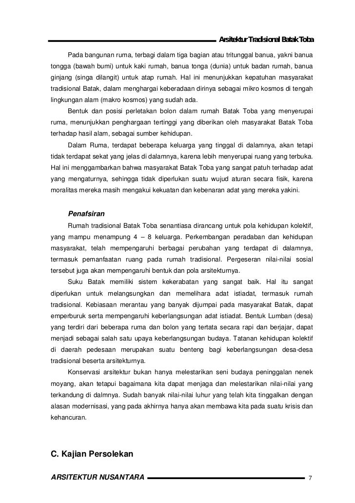 Arsitektur Rumah Adat Batak Toba Pdf