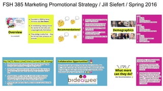 FSH 385 Marketing Promotional Strategy / Jill Siefert / Spring 2016
 
