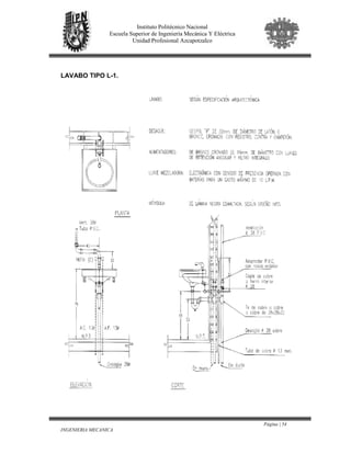 Página | 54
INGENIERIA MECANICA
Instituto Politécnico Nacional
Escuela Superior de Ingeniería Mecánica Y Eléctrica
Unidad Profesional Azcapotzalco
LAVABO TIPO L-1.
 
