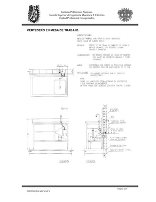 Página | 56
INGENIERIA MECANICA
Instituto Politécnico Nacional
Escuela Superior de Ingeniería Mecánica Y Eléctrica
Unidad Profesional Azcapotzalco
VERTEDERO EN MESA DE TRABAJO.
 