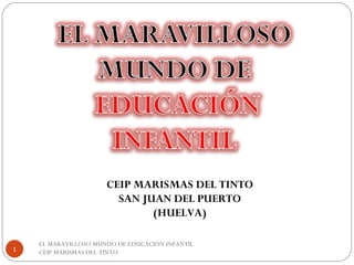 EL MARAVILLOSO MUNDO DE EDUCACIÓN INFANTIL CEIP MARISMAS DEL TINTO CEIP MARISMAS DEL TINTO SAN JUAN DEL PUERTO (HUELVA) 