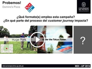 Probemos! 
Domino'sPizza 
¿Qué formato(s) emplea esta campaña? 
¿En qué parte del proceso del customerjourneyimpacta? 
? 
MDI -UP 2014  