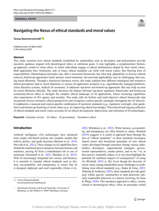Navigating Ethical Standards and Moral Values in AI Technologies | PDF