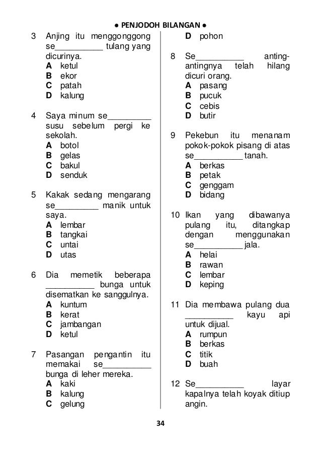 300 Soalan Amp Jawapan Penjodoh Bilangan