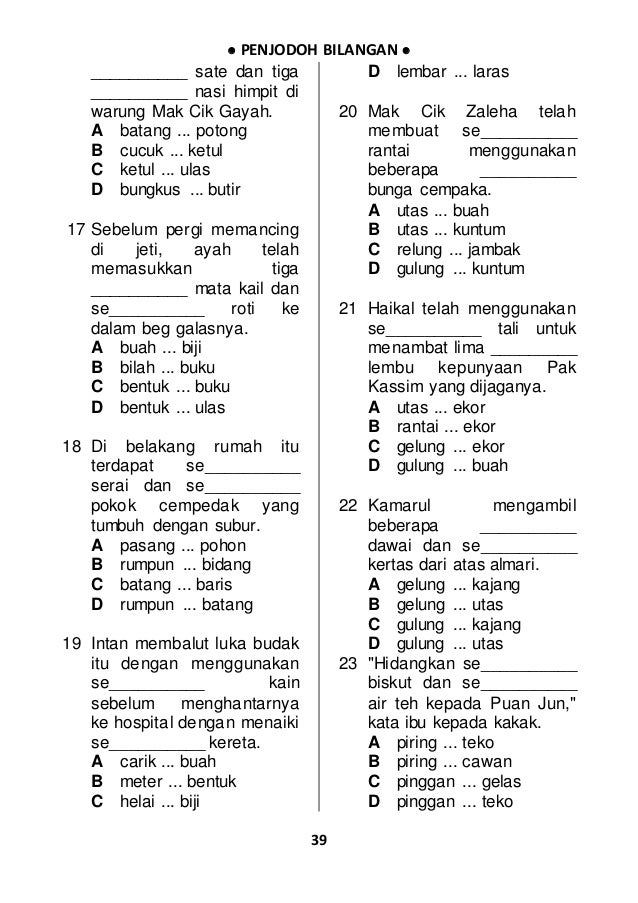 300 Soalan Amp Jawapan Penjodoh Bilangan