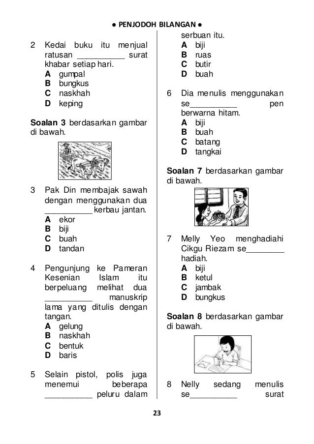 300 Soalan Penjodoh Bilangan