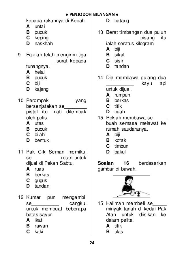 300 Soalan Penjodoh Bilangan