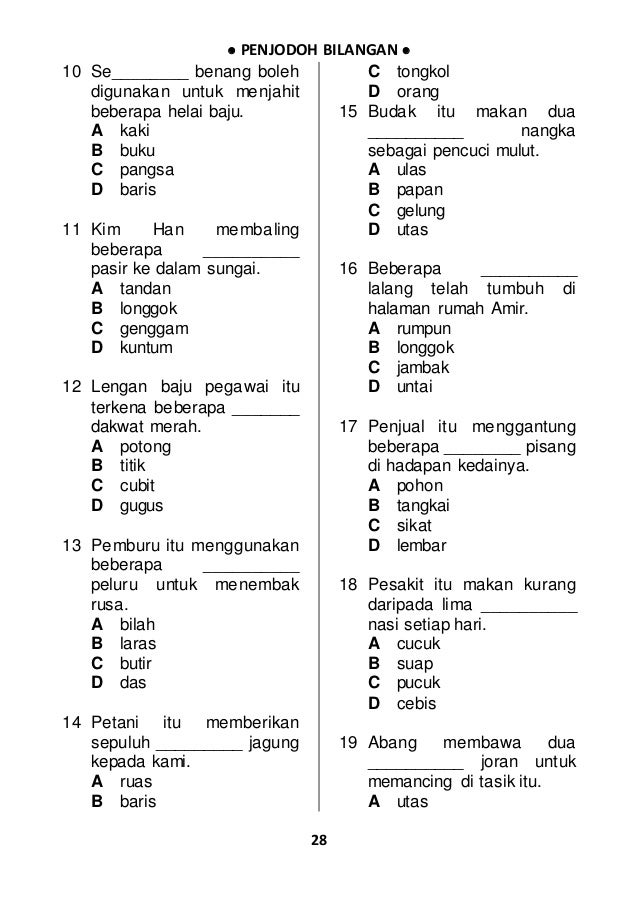 300 Soalan Penjodoh Bilangan