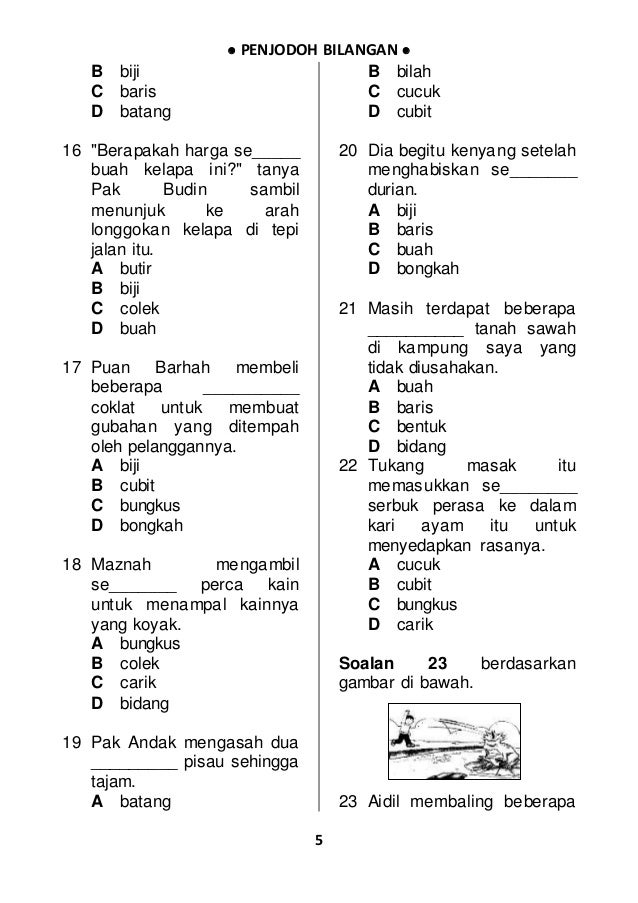 300 Soalan Penjodoh Bilangan