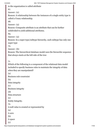300+ top database management system questions and answers 2020 | PDF ...
