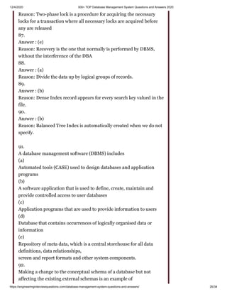 300+ top database management system questions and answers 2020 | PDF ...