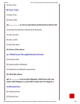 300+ top data structures and algorithms mc qs pdf 2020 | PDF