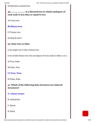 300+ top data structures and algorithms mc qs pdf 2020 | PDF