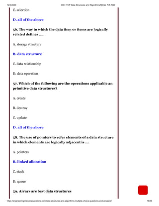 300+ top data structures and algorithms mc qs pdf 2020 | PDF