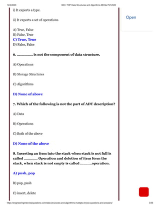 300+ top data structures and algorithms mc qs pdf 2020 | PDF