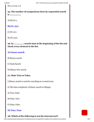 300+ top data structures and algorithms mc qs pdf 2020 | PDF