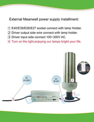 External Power 300W LED Corn Light Specification Neutral