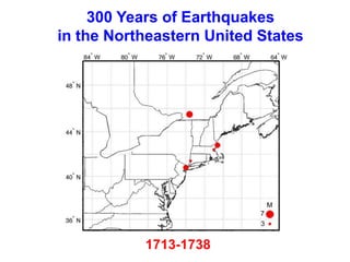 1713-1738
300 Years of Earthquakes
in the Northeastern United States
M
7
3
 
