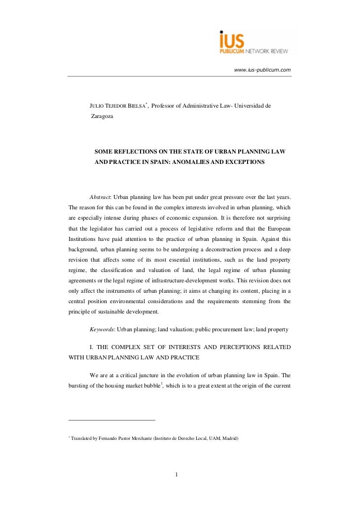 Some Reflections On The State Of Urban Planning Law And - 