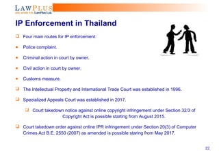 Ip Enforcement Overview of Thailand Intellectual Property Law and Practice | PPT