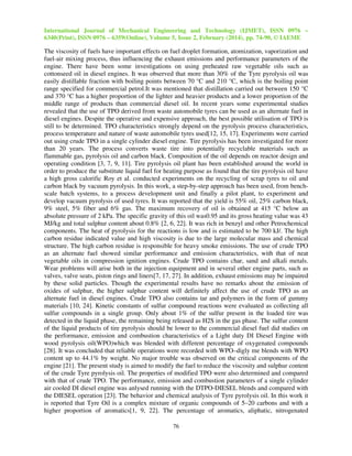 EXPERIMENTAL INVESTIGATION OF A DI DIESEL ENGINE USING TYRE PYROLYSIS ...