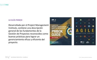 GESTIÓN DE PROYECTOS • SESIÓN 01 © ISIL. Todos los derechos reservados
LA GUÍA PMBOK
Desarrollada por el Project Management
Institute, contiene una descripción
general de los fundamentos de la
Gestión de Proyectos reconocidos como
buenas prácticas para lograr un
gerenciamiento eficaz y eficiente del
proyecto.
PMI
 