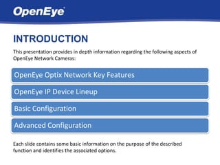 OpenEye Optix Network Cameras | PPTX