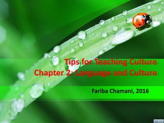 Tips for Teaching Culture
Chapter 2: Language and Culture
Fariba Chamani, 2016
 