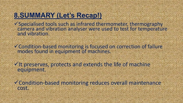 CONDITION BASED MONITORING PRESENTATION | PPT