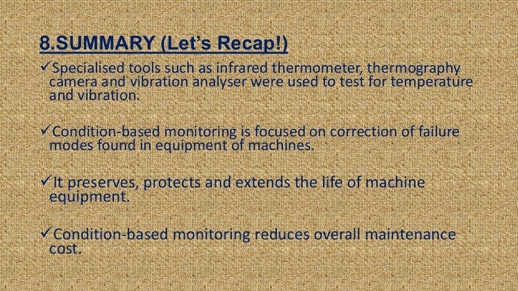 CONDITION BASED MONITORING PRESENTATION