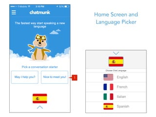 1
Home Screen and
Language Picker
 