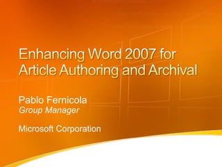 Pablo Fernicola
Group Manager

Microsoft Corporation
 