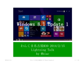 Windows 8.1 Update 1

わんくま名古屋#30 2014/2/15
Lightning Talk
by @biac
2014/2/15

わんくま名古屋#30 LT Win8.1Update1

1 / 15

 