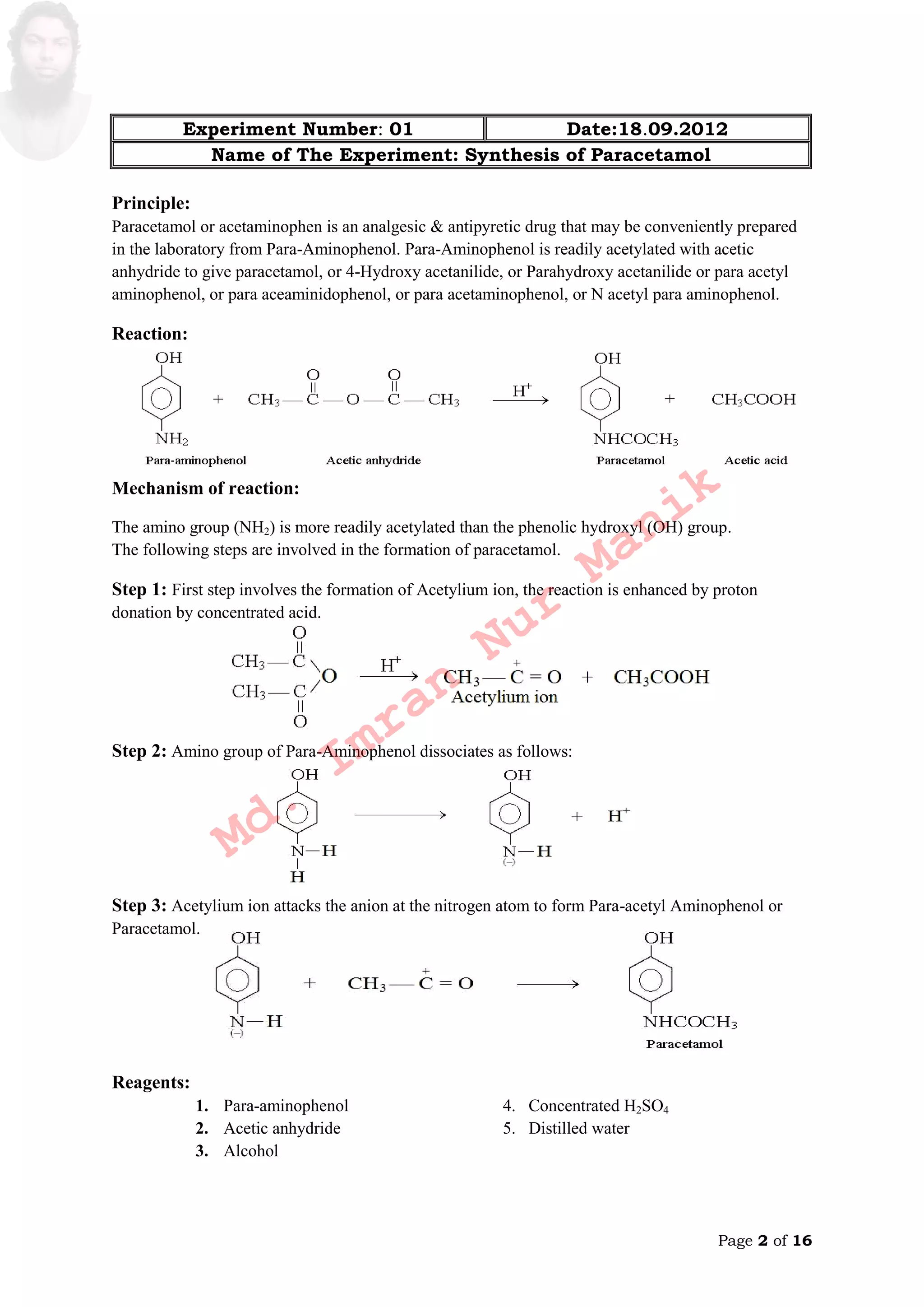B. Pharm. (Honours) Part-III Practical, Medicinal Chemistry,Manik