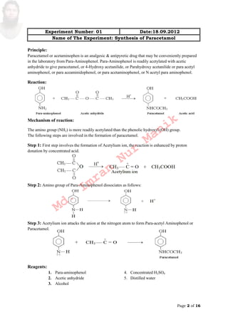 B. Pharm. (Honours) Part-III Practical, Medicinal Chemistry,Manik