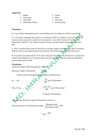 Medicinal chemistry (Practical) MANIK | PDF