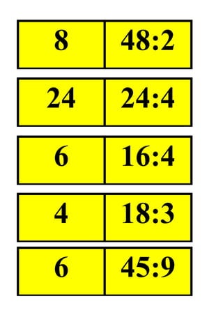 8 48:2
24 24:4
6 16:4
4 18:3
6 45:9