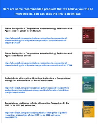 Pattern Recognition In Computational Molecular Biology Techniques And ...