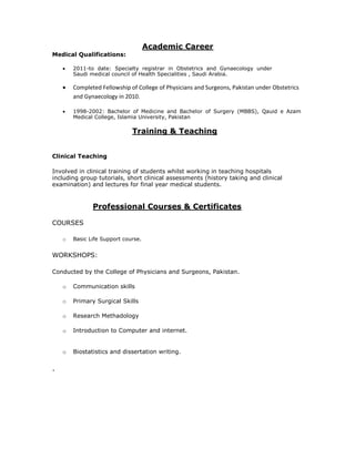 DR NOREEN JAWAD CV PDF | PDF